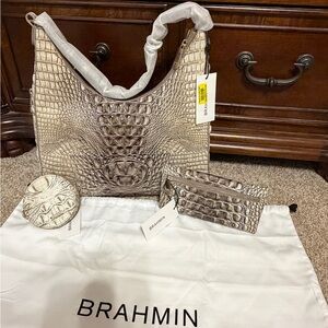 NWT Brahmin Tabitha with Cordelia Wallet and Coin Case in Timeless Taupe Ombré